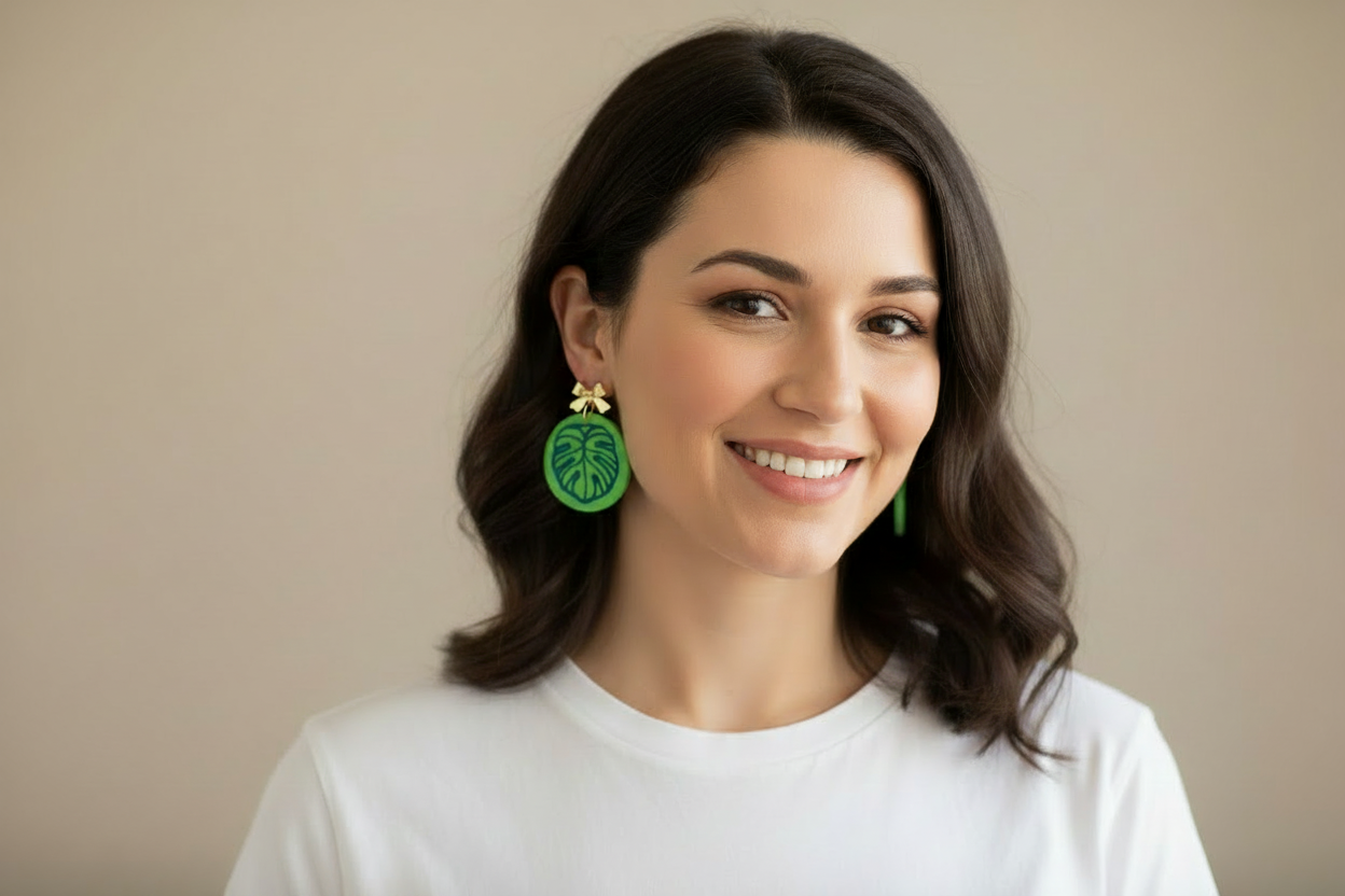 Monstera Leaves Earrings - 1x1 inch